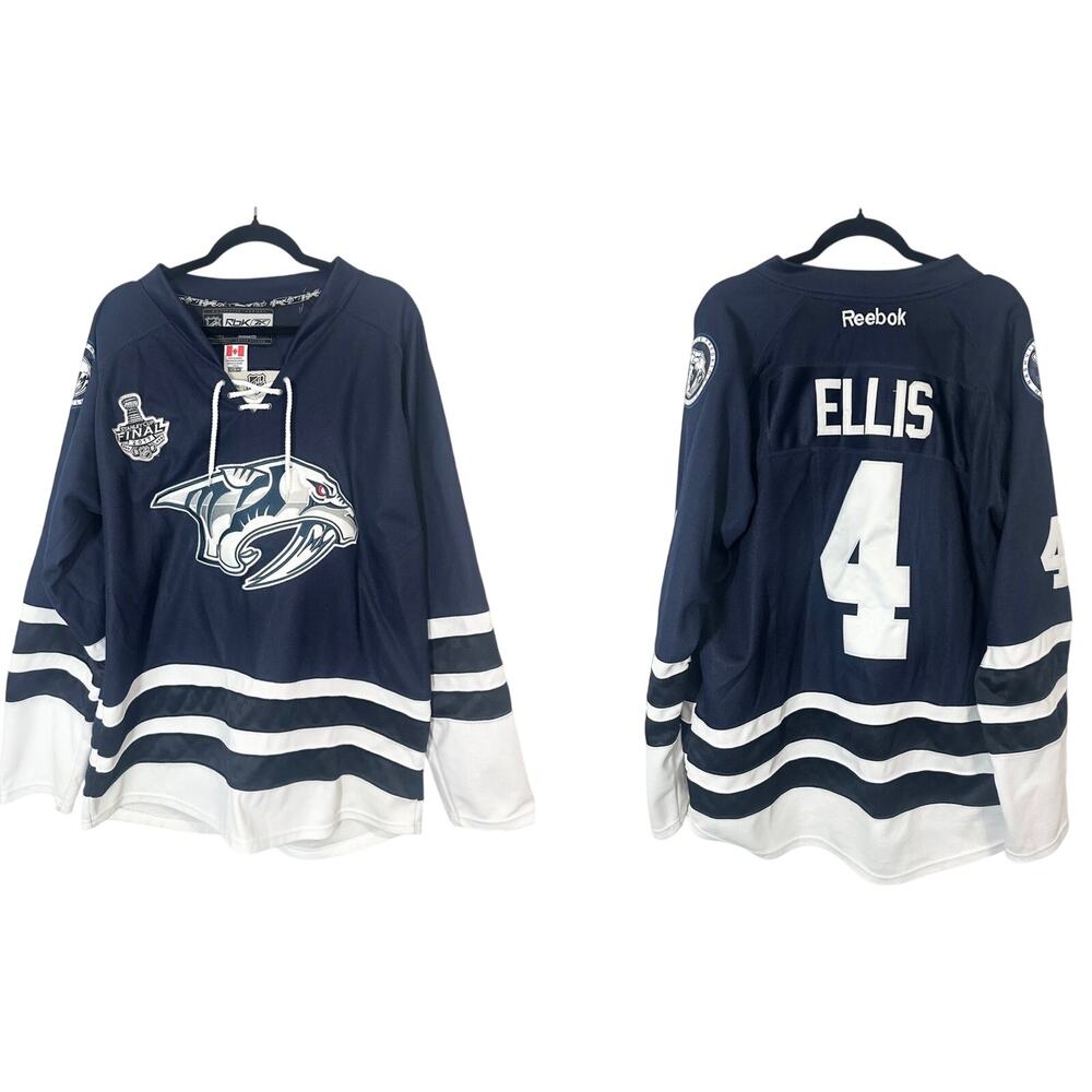 Vintage VTG Nashville Predators Blue Alternate Jersey Stanley Cup 2017 Ellis
